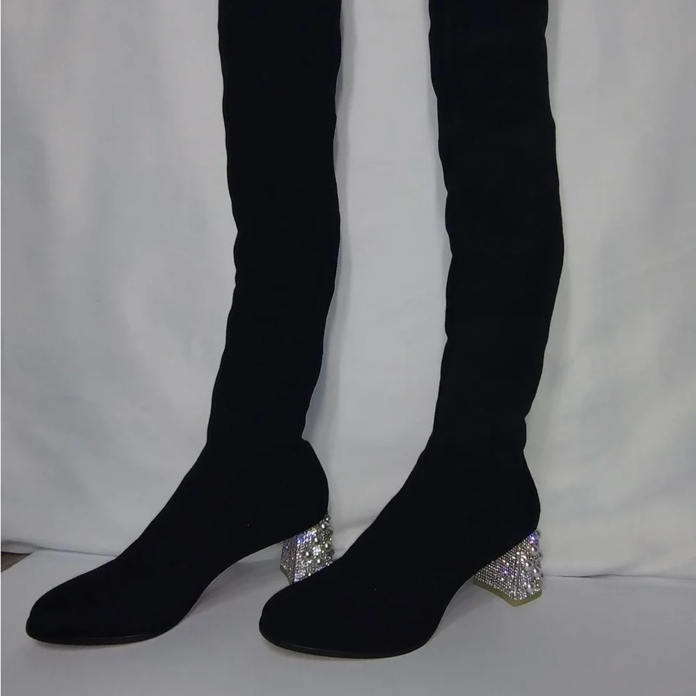 SOPHIA WEBSTER Black Over-the-Knee Women's Boots size 8.5 pre owned